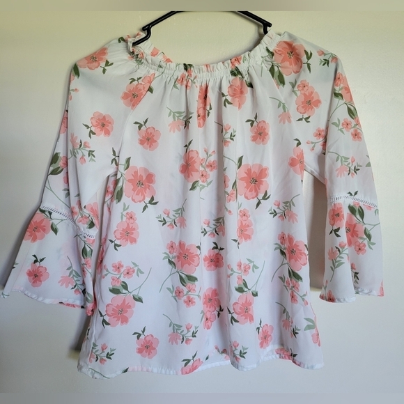 Copper Key Girl's Floral Bell Sleeve Off the shoulder Blouse Size Medium - Picture 2 of 5